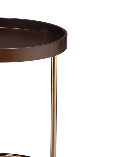 22" Copper And Brown Round End Table