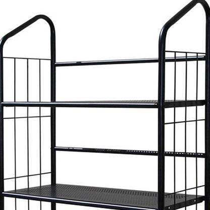 Black Five Shelf Metal Standing Book Shelf