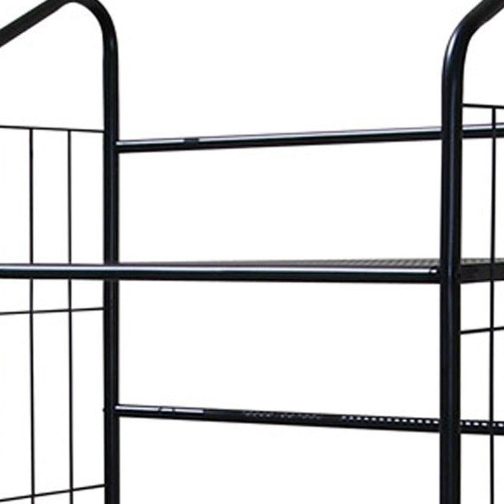 Black Five Shelf Metal Standing Book Shelf