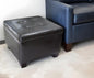 25" Brown Faux Leather and Espresso Tufted Storage Ottoman