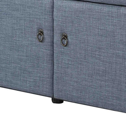 Blue Gray Linen Look Double Door Shoe Storage Bench