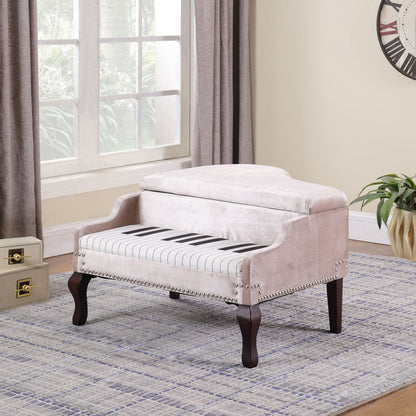 Silver Velour Baby Grand Piano Storage Bench