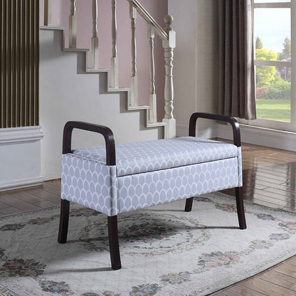 17" Black And Gray Upholstered 100% Polyester Trellis Entryway Bench With Flip Top