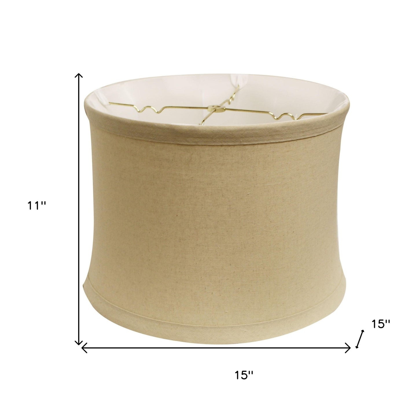 15" Rosewood Drum Trimmed Linen Lampshade