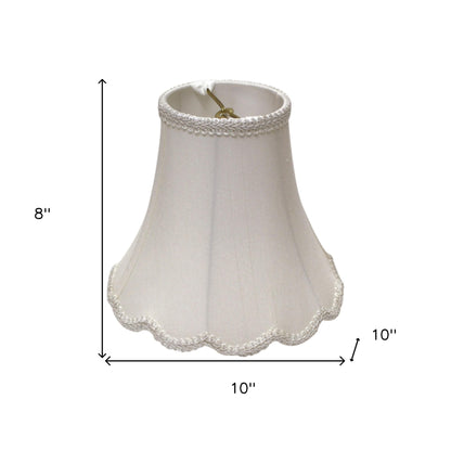 10" White Slanted Scallop Bell Monay Shantung Lampshade