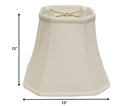 15" White Slanted Square Bell Monay Shantung Lampshade