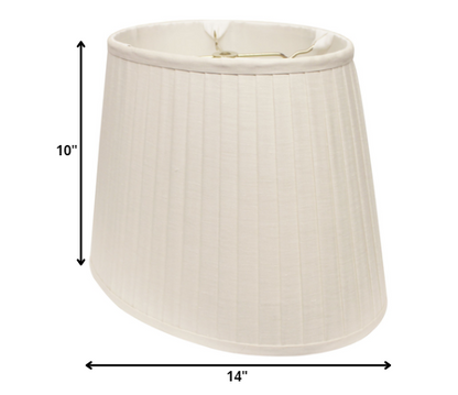 14" White Slanted Oval Linen Lampshade