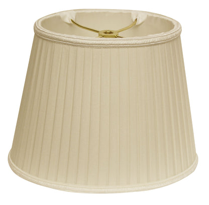 14" Ivory Oval Side Pleat Shantung Lampshade