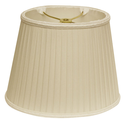 14" Ivory Oval Side Pleat Shantung Lampshade