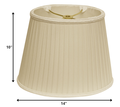 14" Ivory Oval Side Pleat Shantung Lampshade