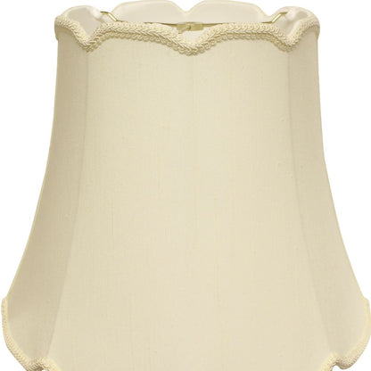 16" Ivory Empire Slanted Cylinder Scroll Edge Silk Lampshade