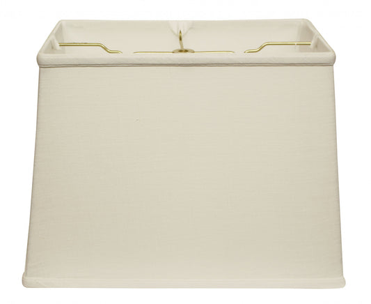 14" White Throwback Rectangle Linen Lampshade