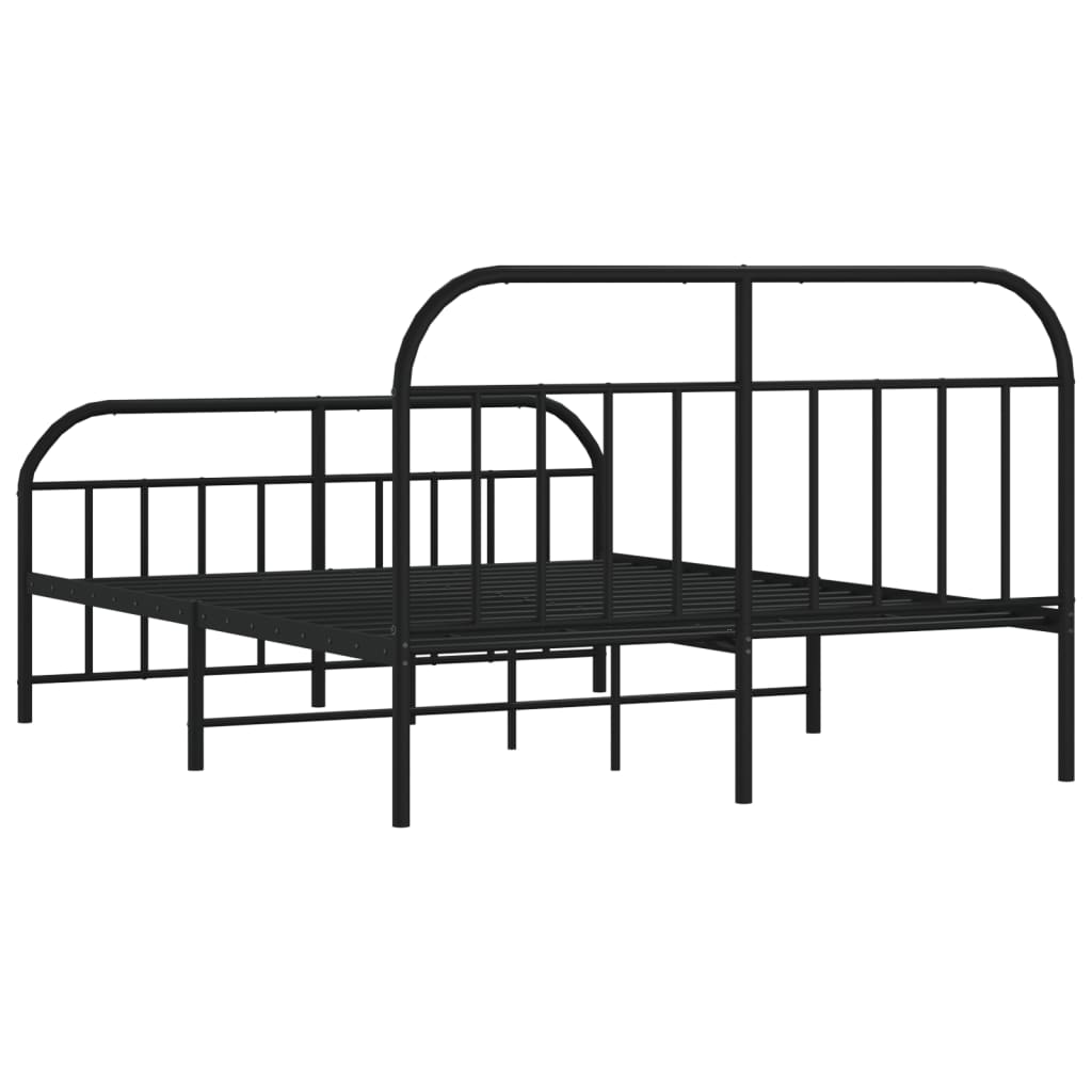 Metal Bed Frame without Mattress with Footboard Black 53.1"x74.8"