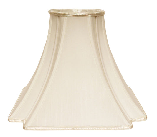 16" Ivory Slanted Notch Square Shantung Lampshade