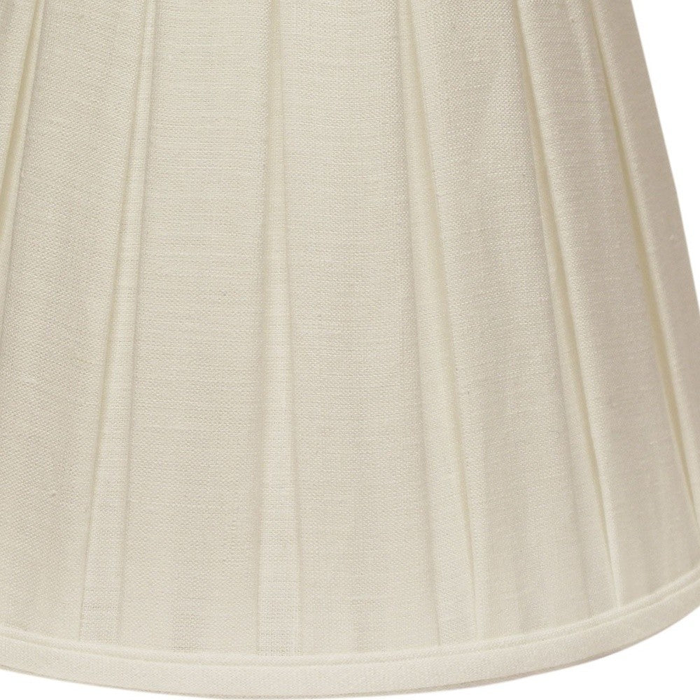 12" White Slanted Linen Lampshade with Box Pleat