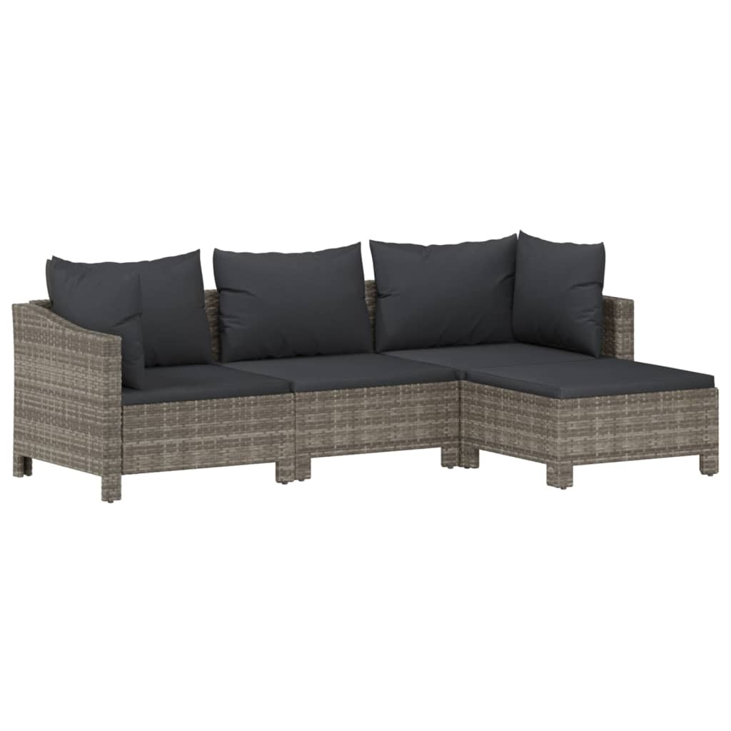 6 Piece Patio Lounge Set with Cushions Gray Poly Rattan