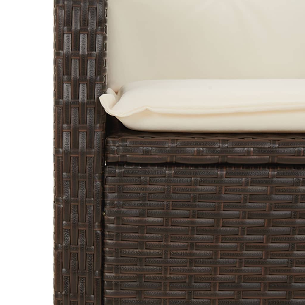 Reclining Patio Chairs 2 pcs with Cushions Brown Poly Rattan