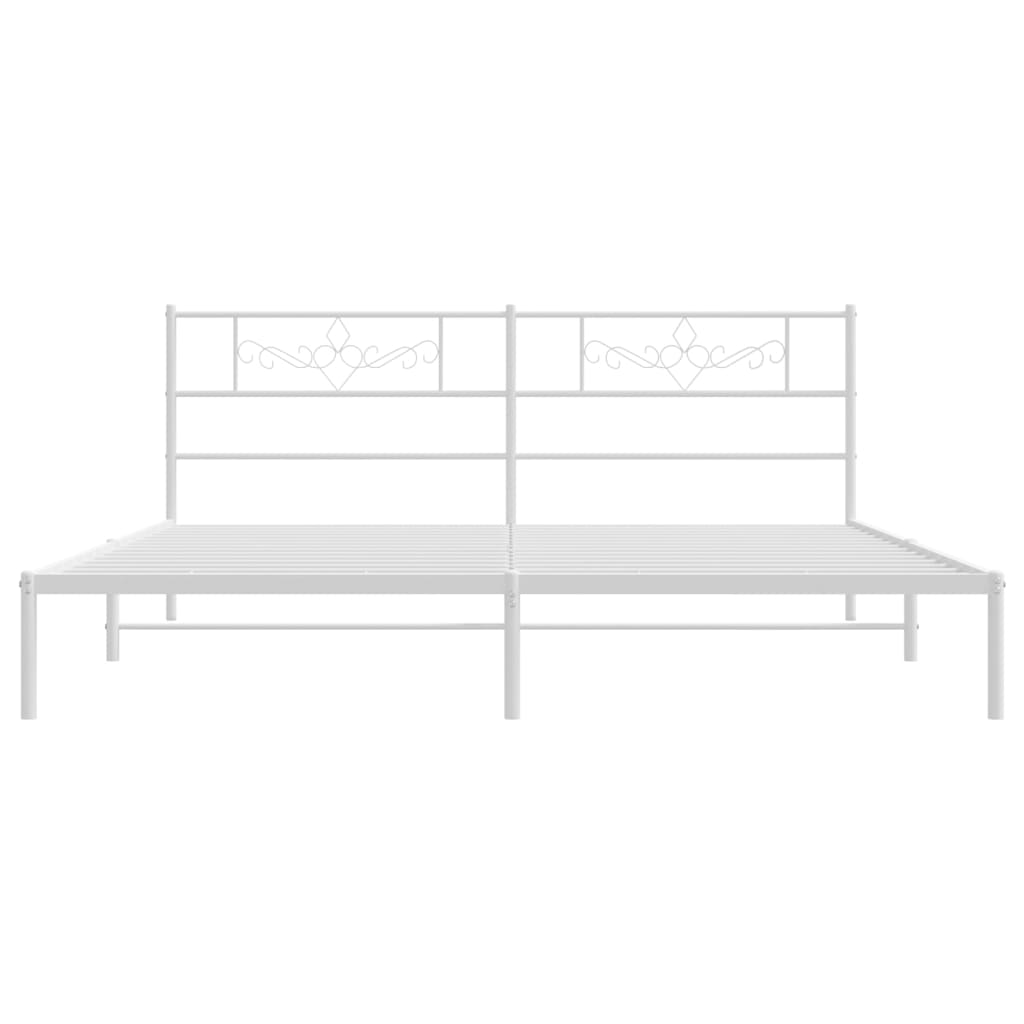 Metal Bed Frame without Mattress with Headboard White 76"x79.9"