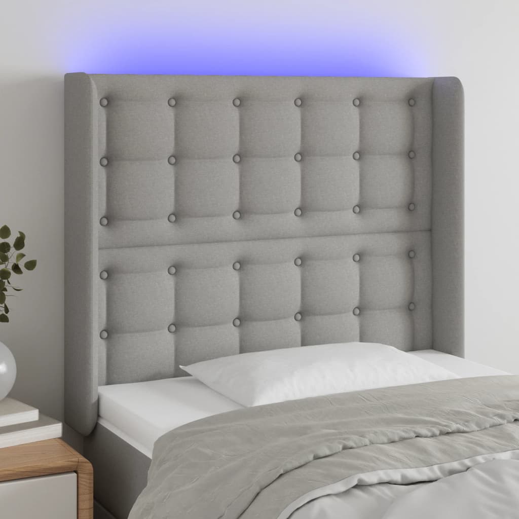 LED Headboard Dark Gray 64.2"x6.3"x30.7"/34.6" Fabric