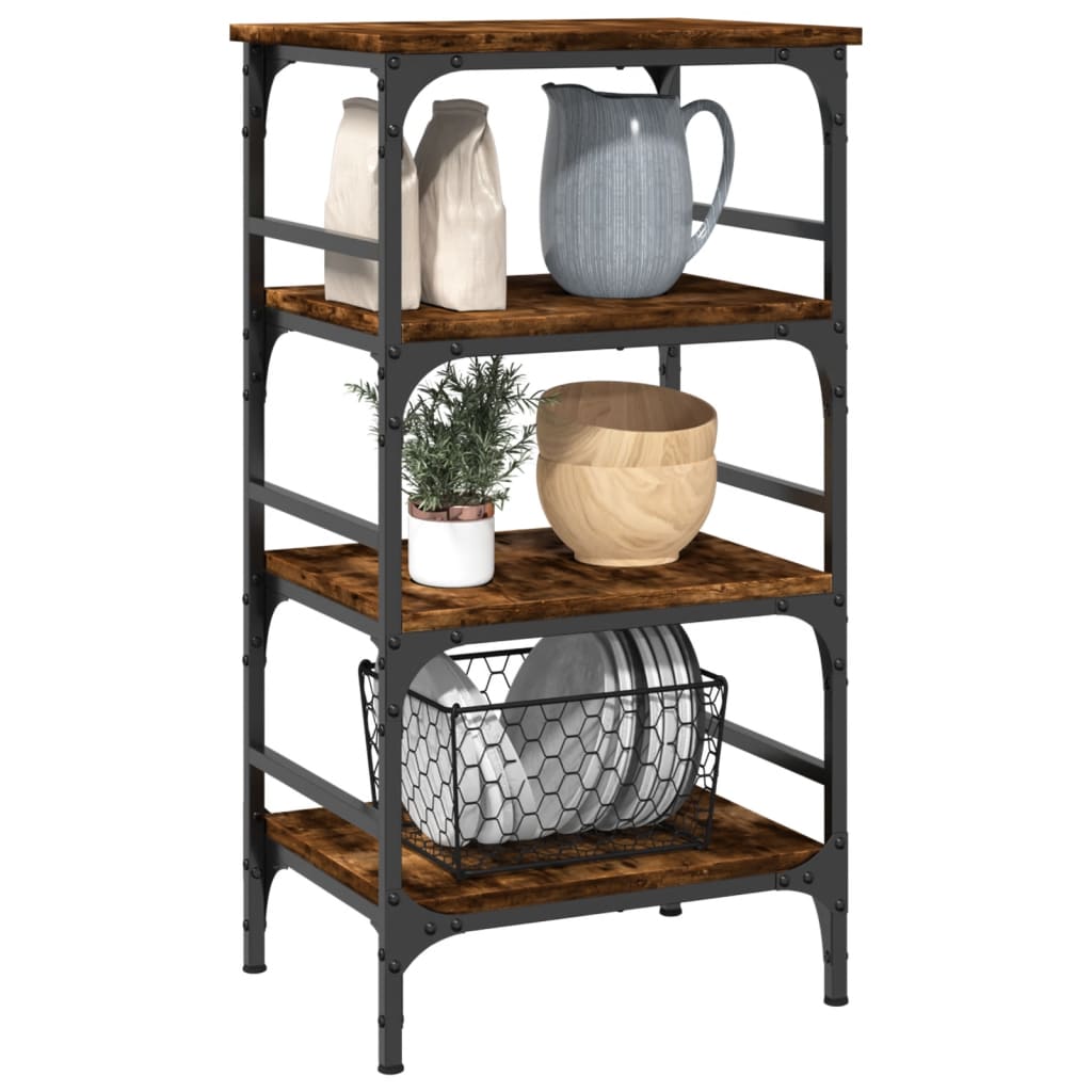 Kitchen Trolley Smoked Oak 17.7"x13.8"x35.2" Engineered Wood