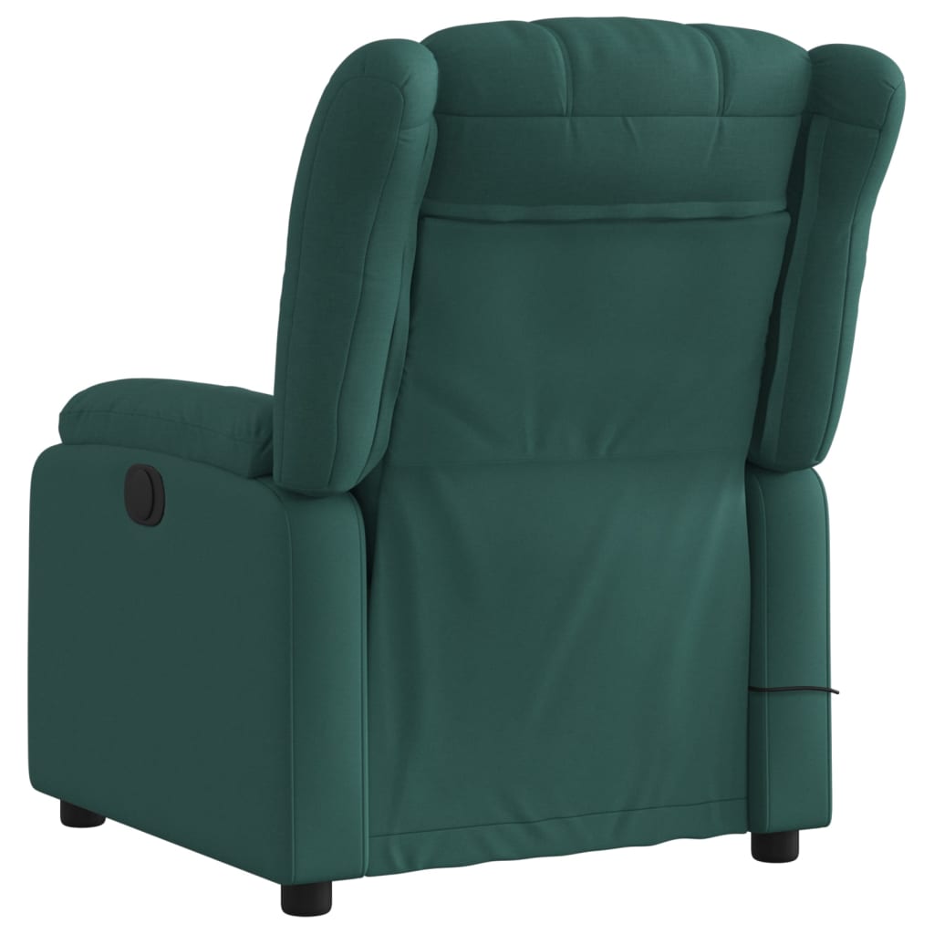 Massage Recliner Chair Dark Green Fabric