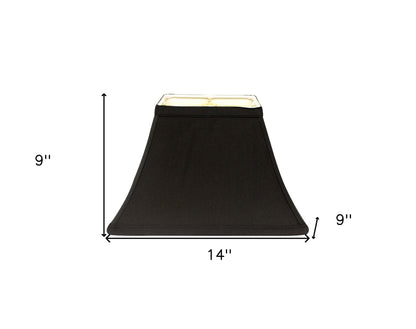 14" Black with White Lining Rectangle Bell Shantung Lampshade