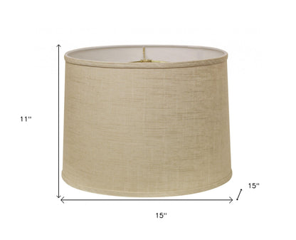 15" Light Wheat Throwback Drum Linen Lampshade