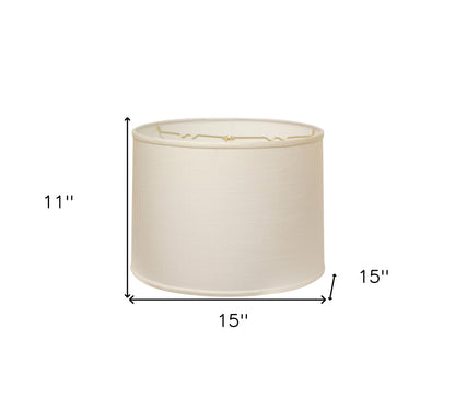 15" White Throwback Drum Linen Lampshade