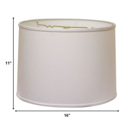 14" White Rounded Empire Slanted Linen Lampshade