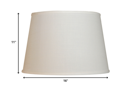 16" White Rounded Empire Slanted Linen Lampshade