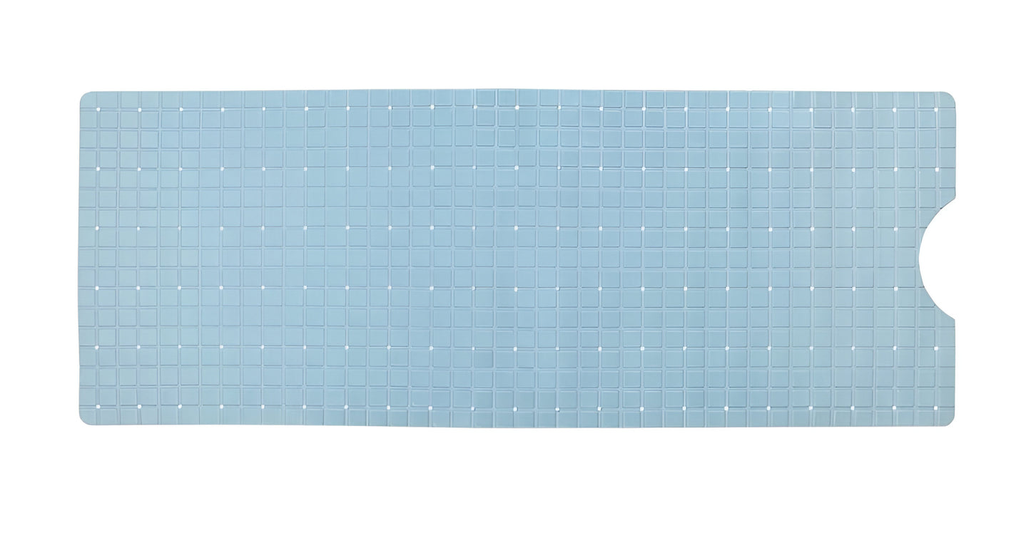 40" Light Blue Geometric Tiles Non Slip Bathtub Mat