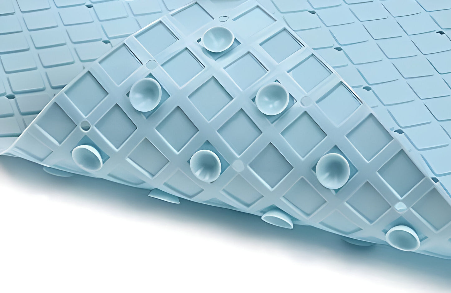 40" Light Blue Geometric Tiles Non Slip Bathtub Mat