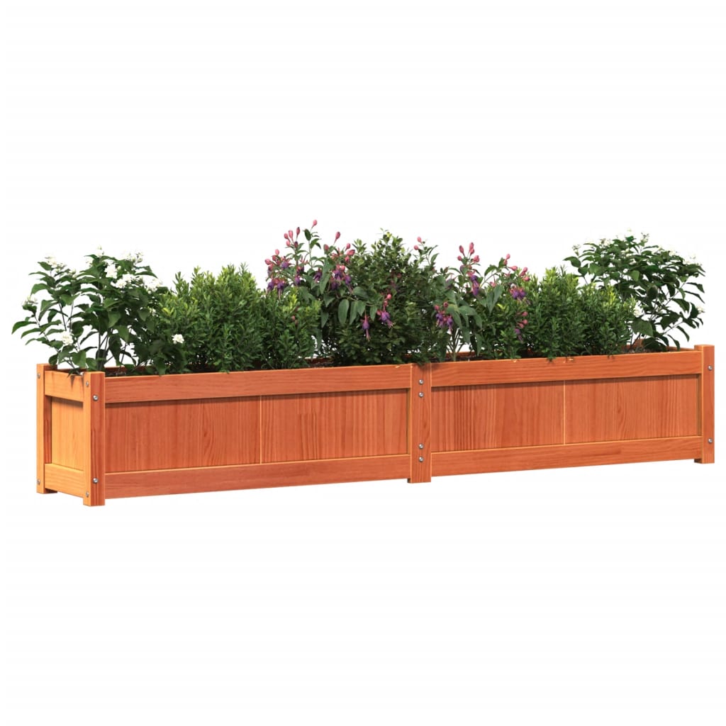 Garden Planter Wax Brown 70.9"x12.2"x12.2" Solid Wood Pine