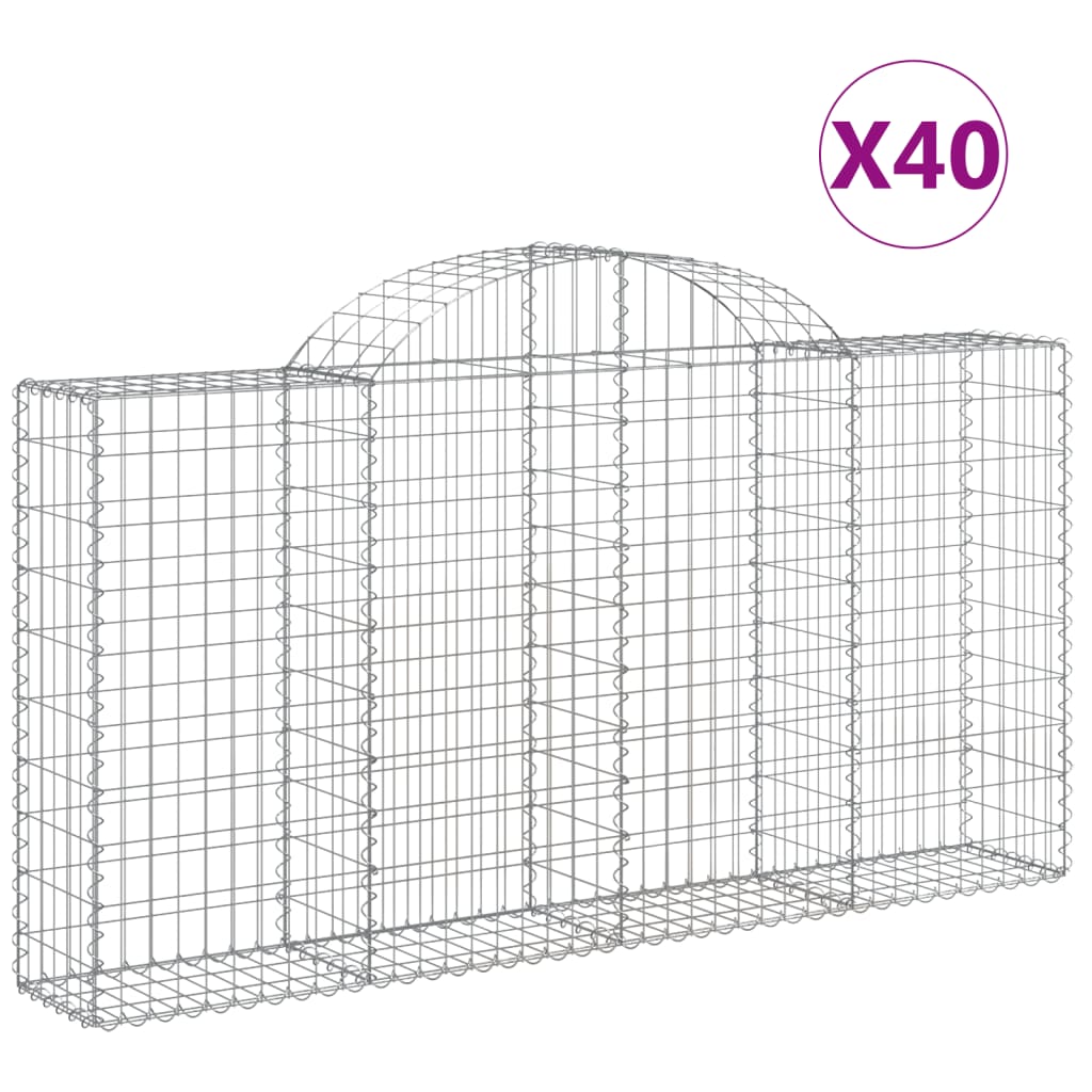 Arched Gabion Baskets 40 pcs 78.7"x11.8"x39.4"/47.2" Galvanized Iron