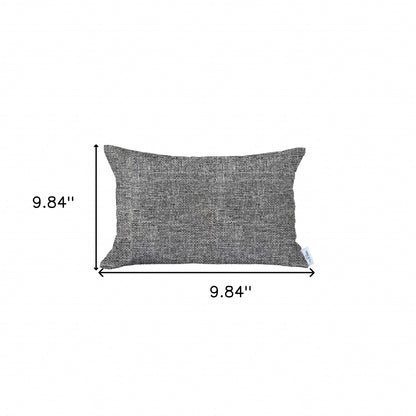 12" X 20" Grey And Black Solid Color Zippered Handmade Polyester Lumbar Pillow Cover