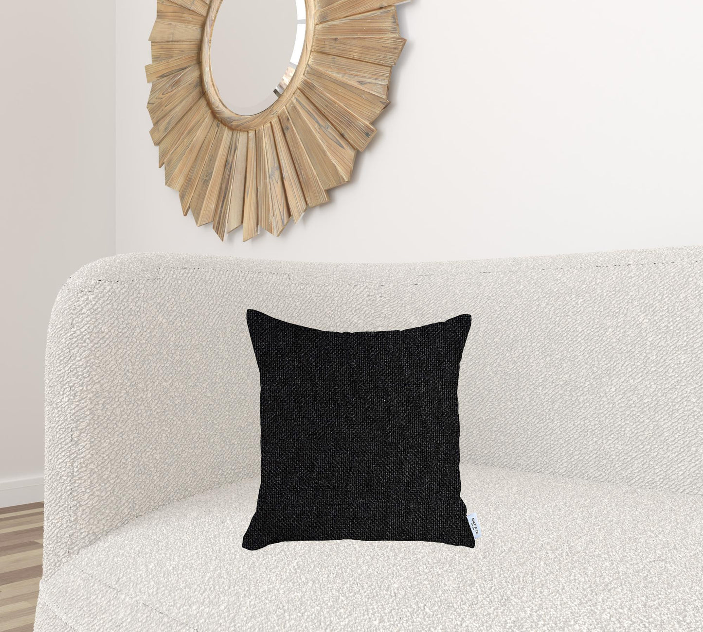 18" X 18" Black Solid Color Zippered Handmade Polyester Throw Pillow Cover