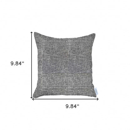 18" X 18" Grey And Black Solid Color Zippered Handmade Polyester Throw Pillow Cover