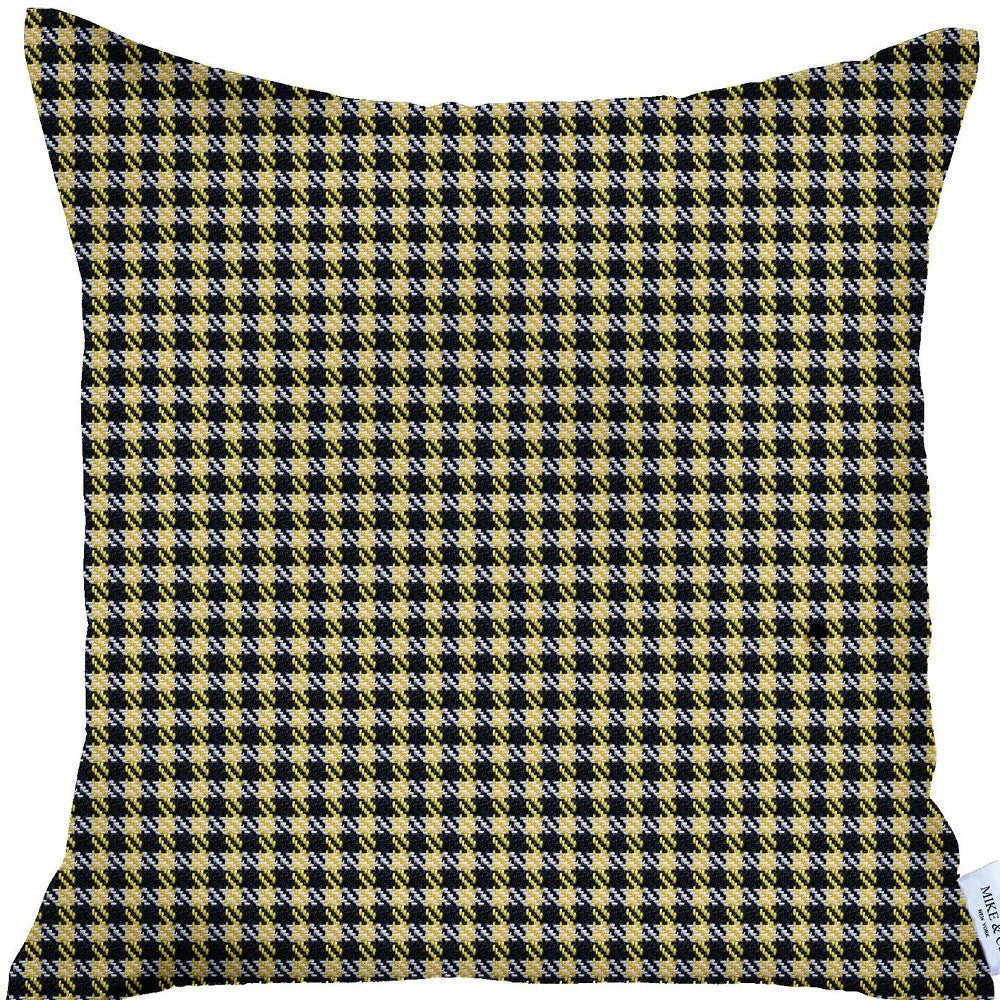 18" Yellow and Black Houndstooth Throw Pillow Cover