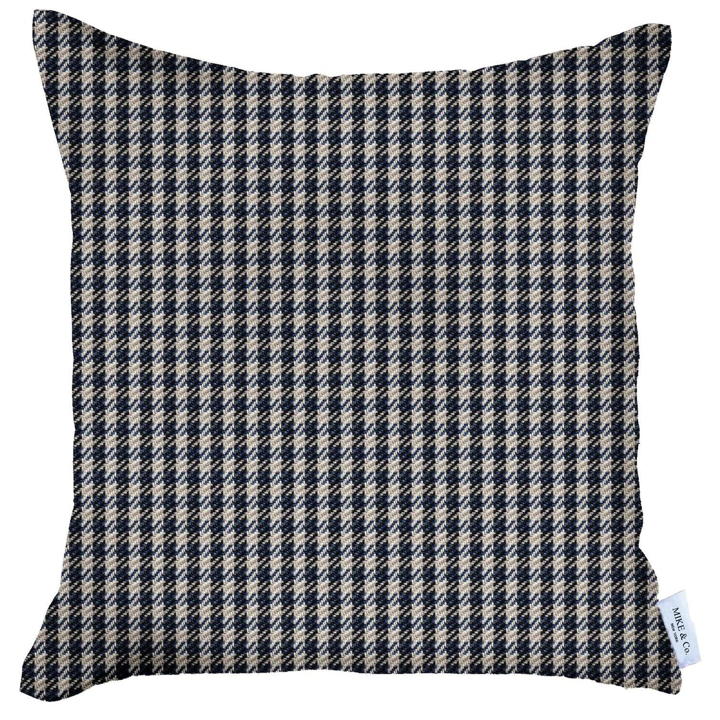 18" X 18" Black Houndstooth Polyester Zippered Pillow Cover