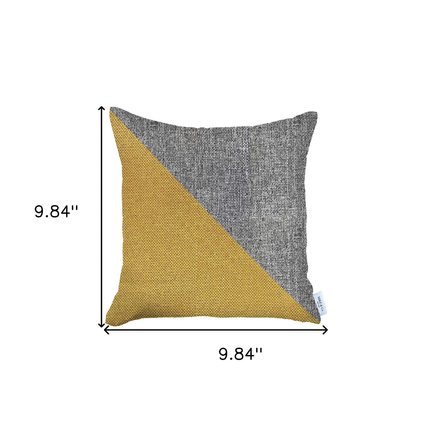 18" X 18" Grey And Yellow Geometric Zippered Handmade Polyester Throw Pillow Cover