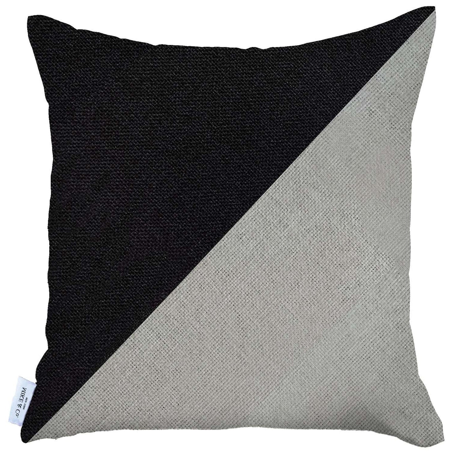 18" X 18" Black And Grey Geometric Zippered Handmade Polyester Throw Pillow Cover