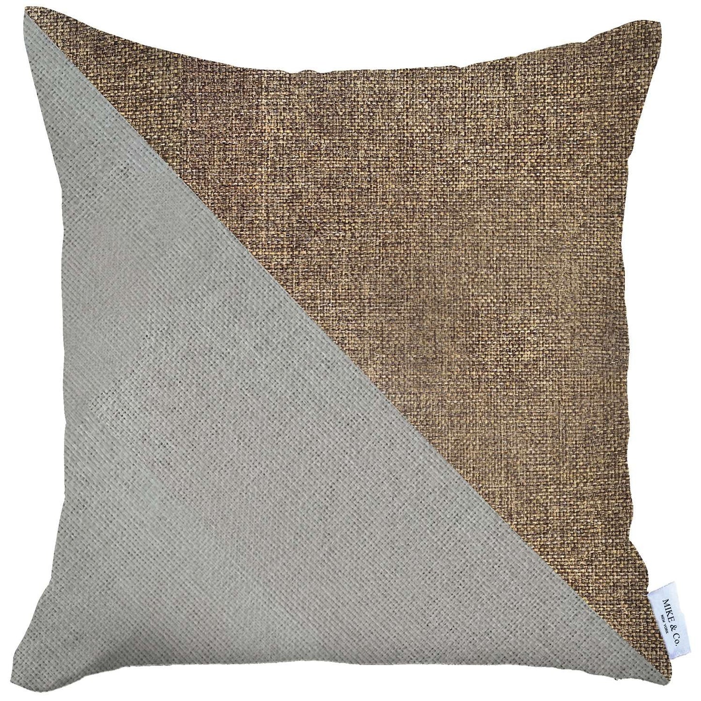 18" X 18" Ivory And Brown Geometric Zippered Handmade Polyester Throw Pillow Cover