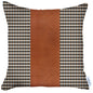 18" X 18" Brown Houndstooth Zippered Handmade Polyester Throw Pillow Cover