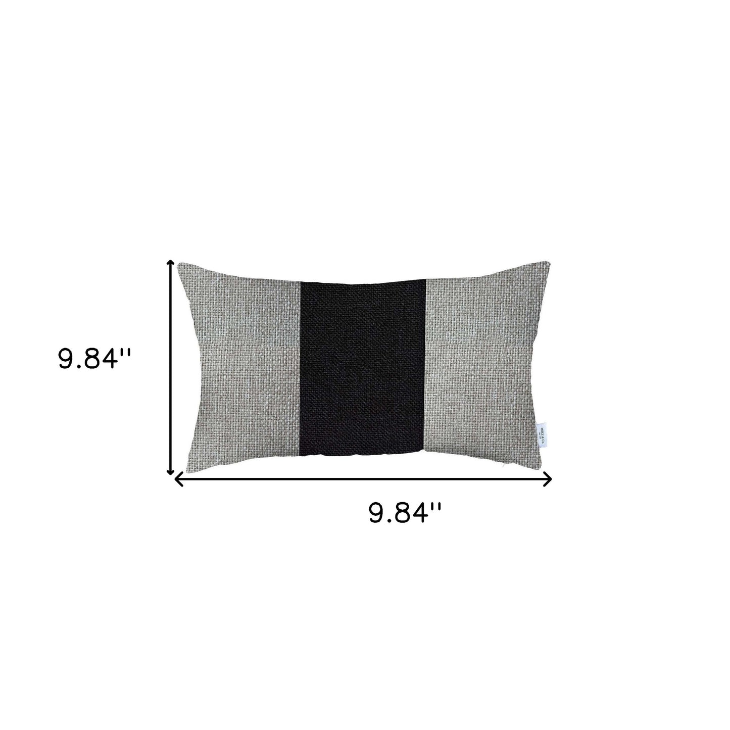 12" X 20" Grey And Black Geometric Zippered Handmade Polyester Lumbar Pillow Cover