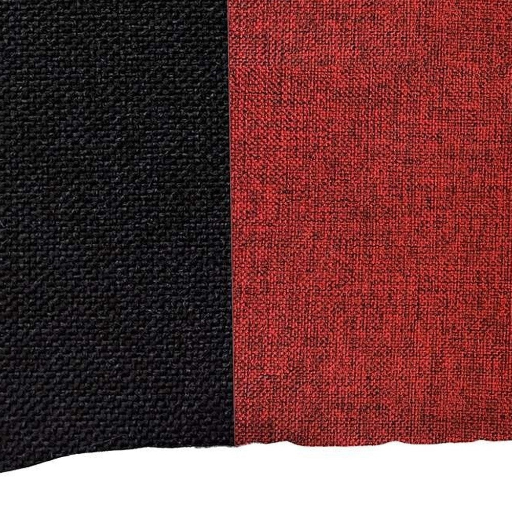 12" X 20" Black And Red Geometric Zippered Handmade Polyester Lumbar Pillow Cover