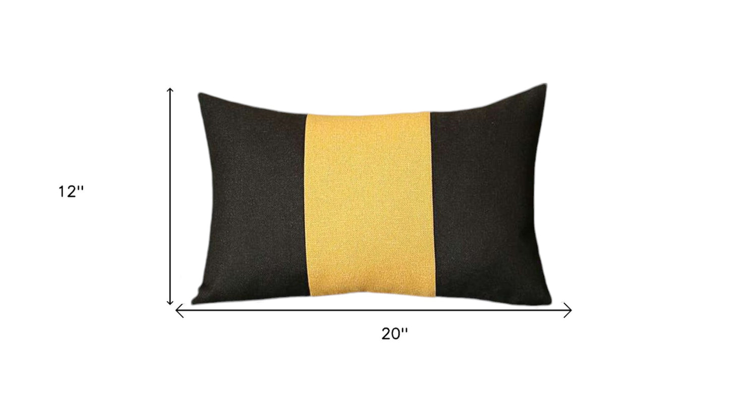 12" X 20" Black and Yellow Color Block Throw Pillow Cover