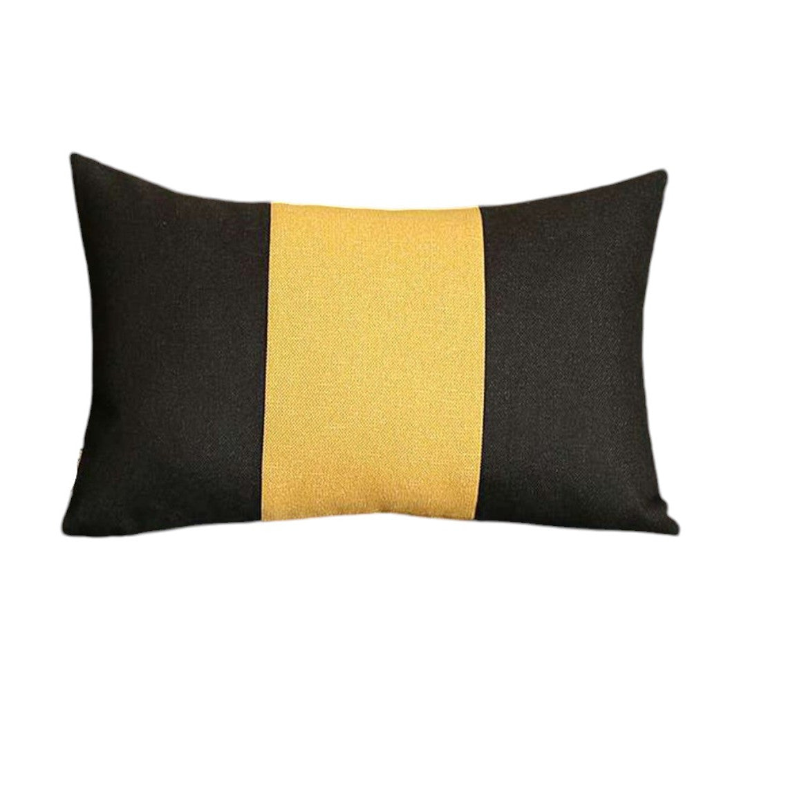 12" X 20" Black and Yellow Color Block Throw Pillow Cover