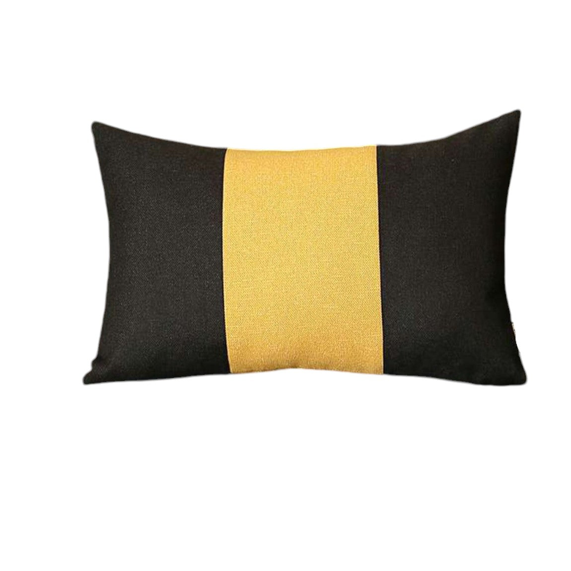 12" X 20" Black and Yellow Color Block Throw Pillow Cover