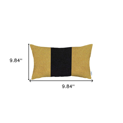 12" X 20" Black And Yellow Geometric Zippered Handmade Polyester Lumbar Pillow Cover