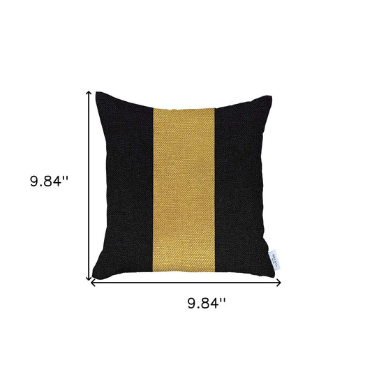 18" X 18" Black And Yellow Geometric Zippered Handmade Polyester Throw Pillow Cover